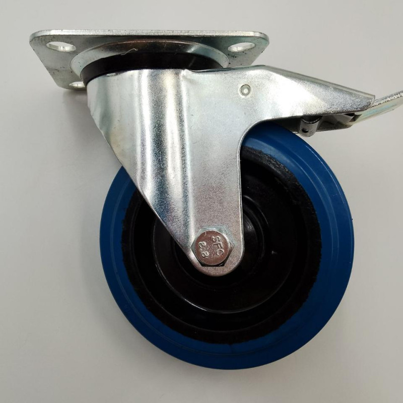 Колесо з гальмом, еластична гума/поліамід, 125 мм (200 кг)