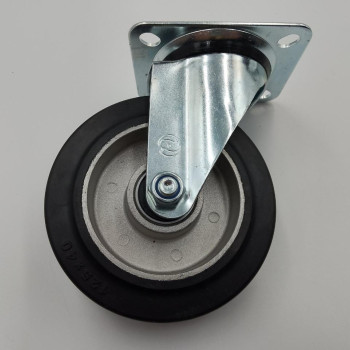 Колесо поворотне, еластична гума, 125 мм, 180 кг