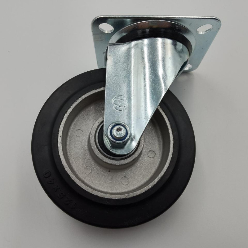 Колесо поворотне, еластична гума, 125 мм, 180 кг