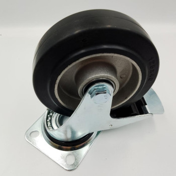 Колесо з гальмом, еластична гума, 125 мм (180 кг)