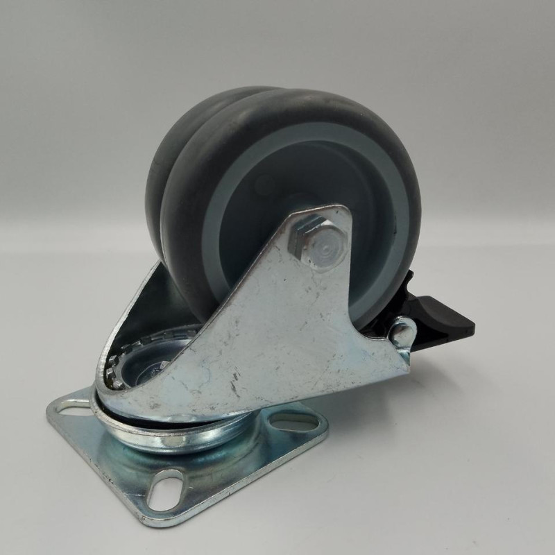 Колесо 75 мм апаратне з поворотним кронштейном з майданчиком (гальмо, 100 кг)