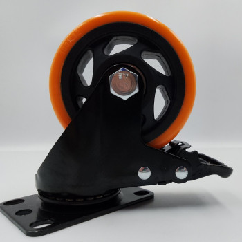 Колесо меблеве 100 мм поворотне з гальмом (100 кг)