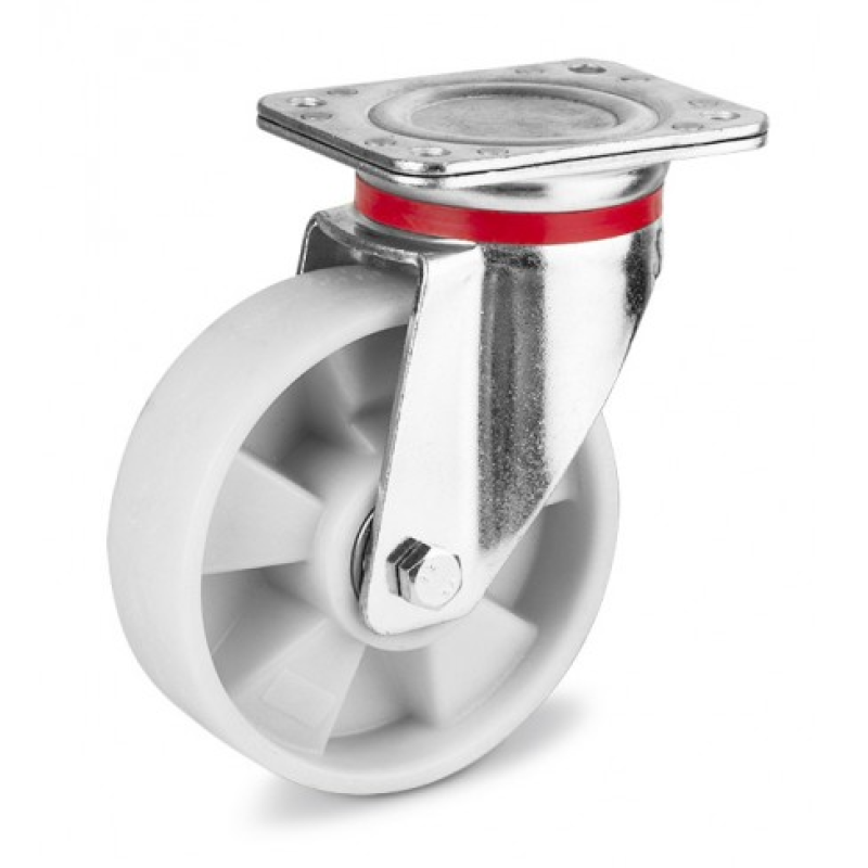 Колесо з поліаміду 200 мм у поворотному кронштейні серії "hard" з майданчикомі